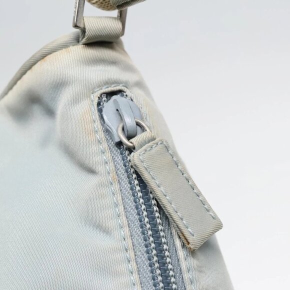 PRADA Pouch Nylon Blue Beige Silver Auth ep5947 - Picture 11 of 15